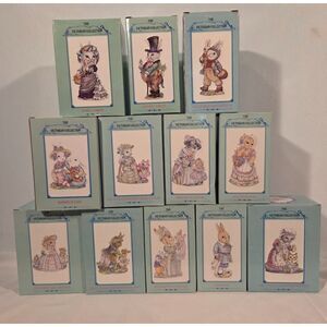 Victorian Collection Rabbit Figurines Bundle Boxed Set Vintage Bunny Decor